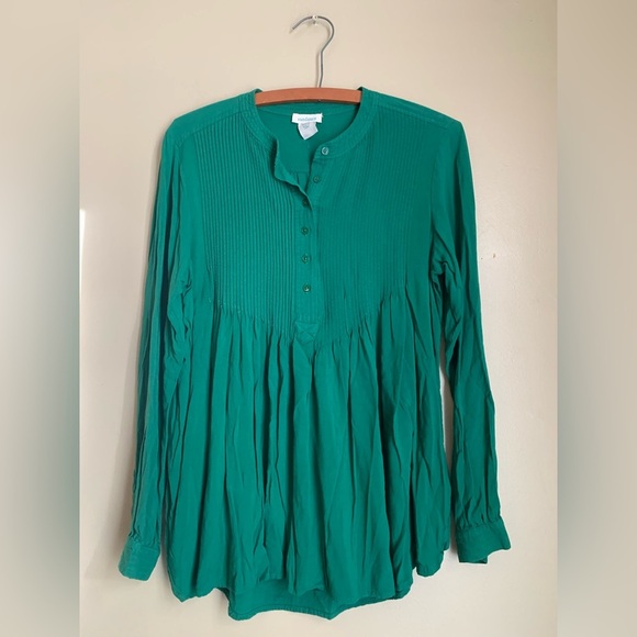 Sundance hippie boho blouse top shirt small green pleated popover - Picture 1 of 6